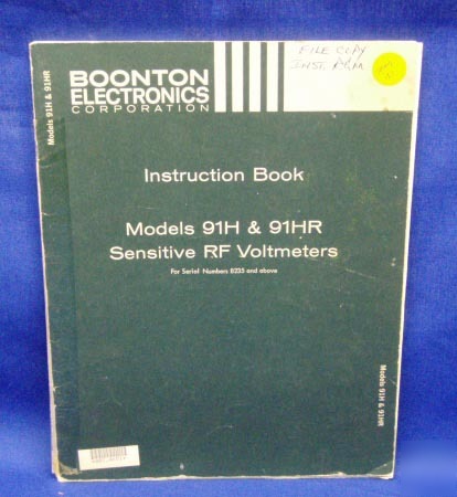 Boonton 91H & 91HR instruction manual w/schematics