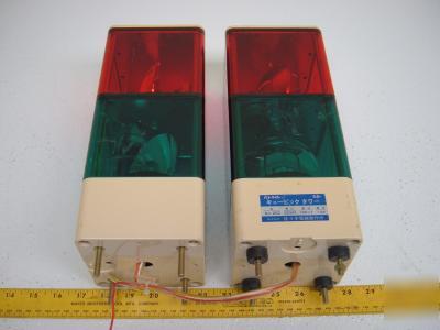 Lot of 2 stacked industrial lights red & green kj-202