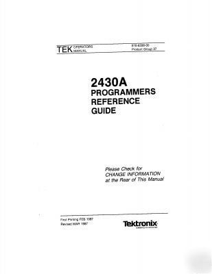 Tek tektronix 2430A user + program refer + cali. manual
