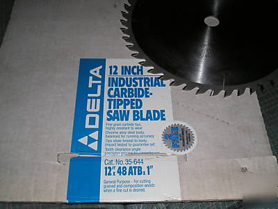 New delta carbide-tipped saw blade 12â€X48 atb x 1â€ bore 