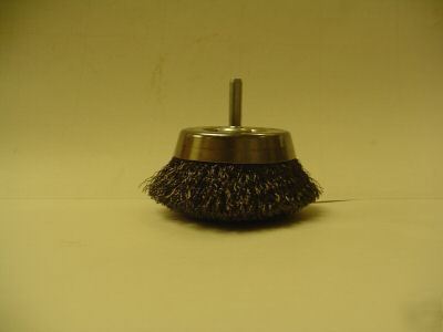 Stem mounted crimped wire cup brush 2-3/4
