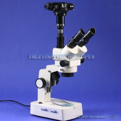 7X-90X zoom stereo microscope trinoc photo port w/case 