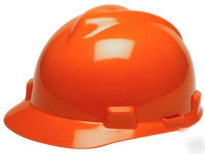 Msa orange v-gard fas-trac ratchet hardhat hard hat