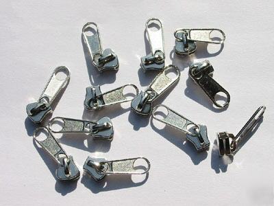 #3 molded plastic zipper sliders long-pull nickel 100PC
