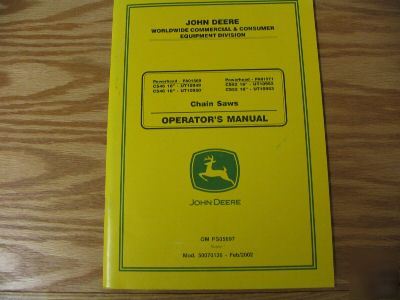 John deere CS46 to CS52 chain saws operators manual