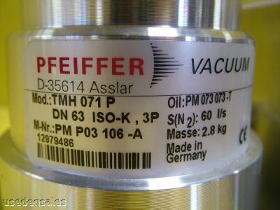 Pfeiffer vacuum turbomolecular turbopump tmh 071P