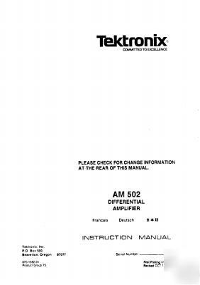 Tek tektronix AM502 am-502 operation & service manual