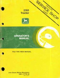 John deere operator's manual for 2955 tractor tractors