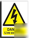 Danger live cond. sign-adh.vinyl-300X400MM(wa-003-am)