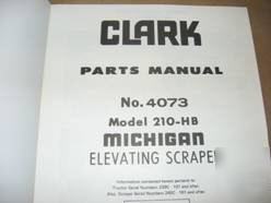 Michigan model 210-hb elevating scraper parts manual