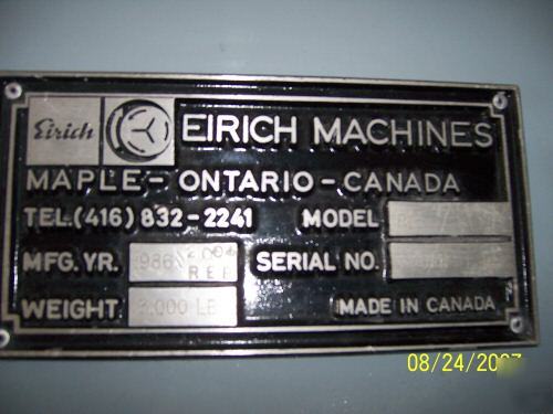 Price reduced eirich high intensive mixer, model r-18