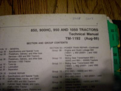 John deere 850,900HC,950,&1050 tech manual tm-1192 