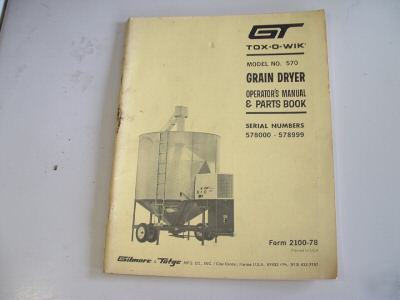 Parts book/manual, gt model 570 grain dryer