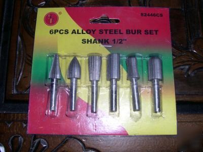6 pc alloy steel bur set 1/4