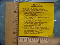 Caution pto equipped sticker decal label nos 10 each