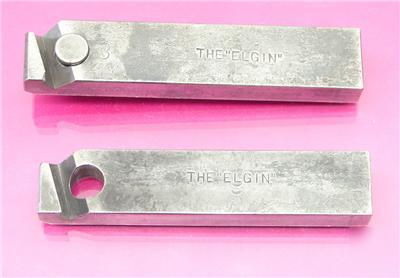 2 antique patented 1895 elgin lathe turning tool holder