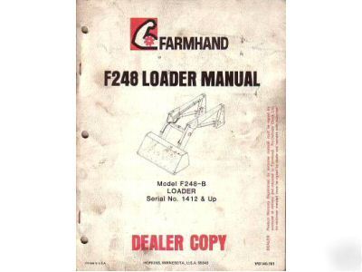 Farmhand F248-b loader operator's parts manual