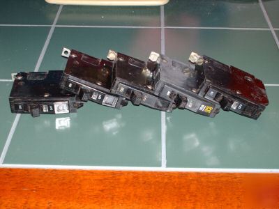 Lot of 5 assorted square d single pole circuit breakers