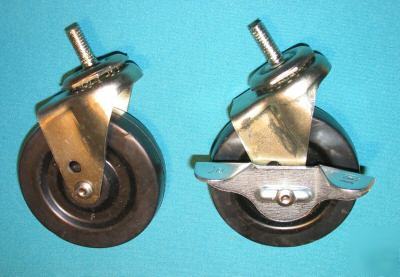 New lot of 4 3â€ swivel furniture casters, 2 w/brake