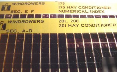 Ih 175 200 201 hay conditioner parts catalog microfiche