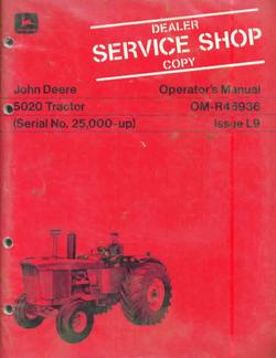 John deere operators manual for 5020 tractors tractor m