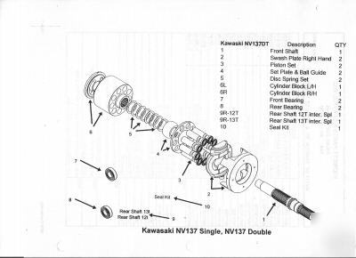 Kawasaki NV137DT hydraulic/hydrostatic lh rotating grp