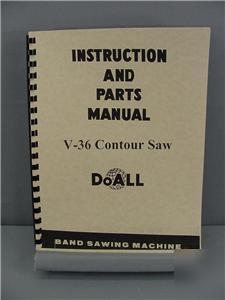 Doall v-36 contour saw instruction & parts manual