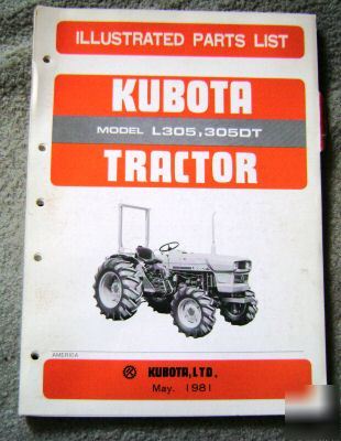 Kubota L305 & 305DT tractor parts catalog manual book