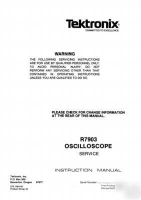 Tek tektronix R7903 operation & service manual