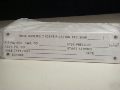Lot of 200 hose assembly identification tags industrial