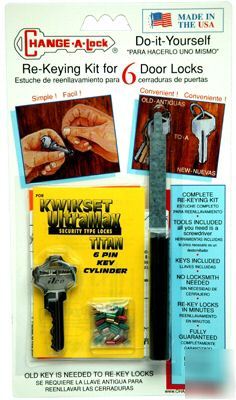Rekey kit for kwikset 6 pin locks - 1 kit does 6 locks 