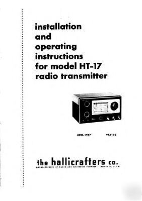 Hallicrafters ht-17 HT17 oper & installation manual