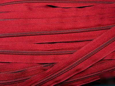 #5 nylon coil zipper chain 20YD (519) dark red 