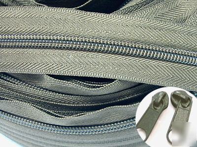 #5 nylon coil zipper chain 8YD light grey + 25 sliders