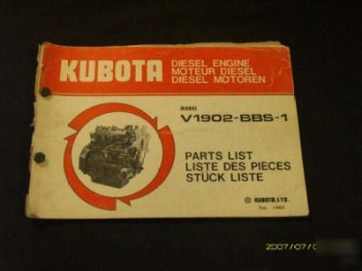Kubota V1902 bbs-1 diesel engine parts manual