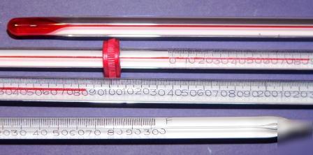 Thermometer red spirit 0-300F white back tot imm