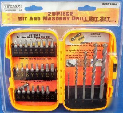 29PC professional masonary drill & screwdriver bit set