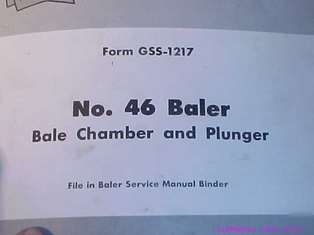 Ih 46 baler bale chamber plunger service manual