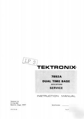 Tek tektronix 7B92A operation & service manual