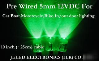 20X green wide viewing 5MM led set 25CM pre wired 12VDC