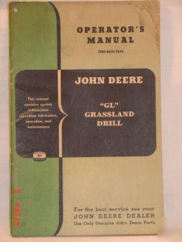 John deere operator's manual gl grassland drill