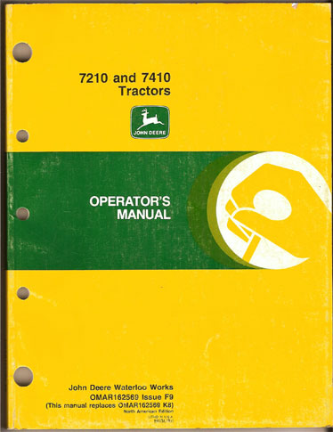 John deere operators manual for 7210 and 7410 tractors 