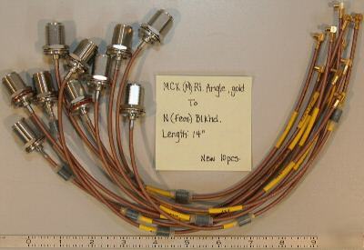 New (8) mcx(m)rt angle gold-n(fem-bulkhead) cables 14