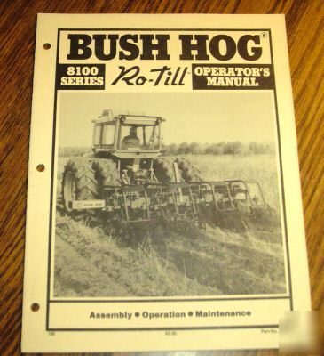 Bush hog 8100 series ro-till operator's manual book