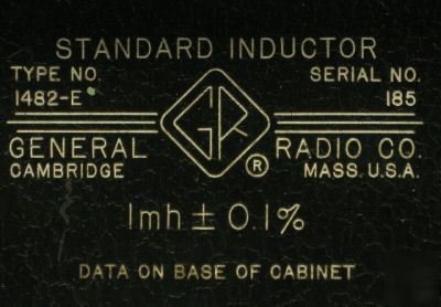 General radio 1482-e standard inductor, 30 day warranty