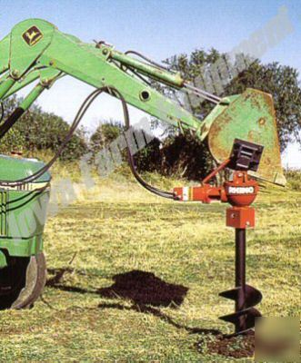 Rhino bucket mount low flow hydraulic post hole digger