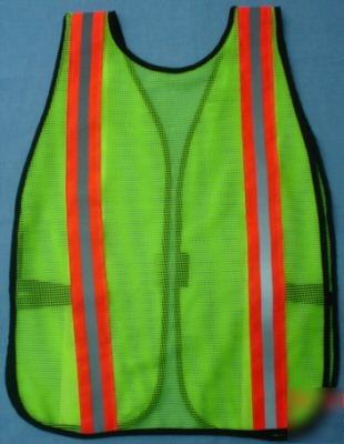 12 safety vests yellowlime mesh, reflective stripes 3M