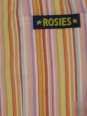 Coveralls overalls rosies stripe pinks yellows s m 12