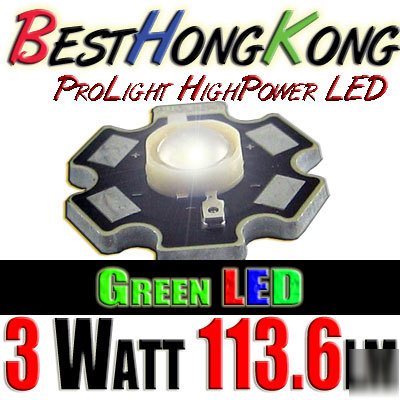 High power led set of 50 prolight 3W green 113.6LM