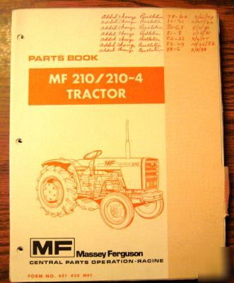 Massey ferguson mf 210 210-4 tractor parts catalog book